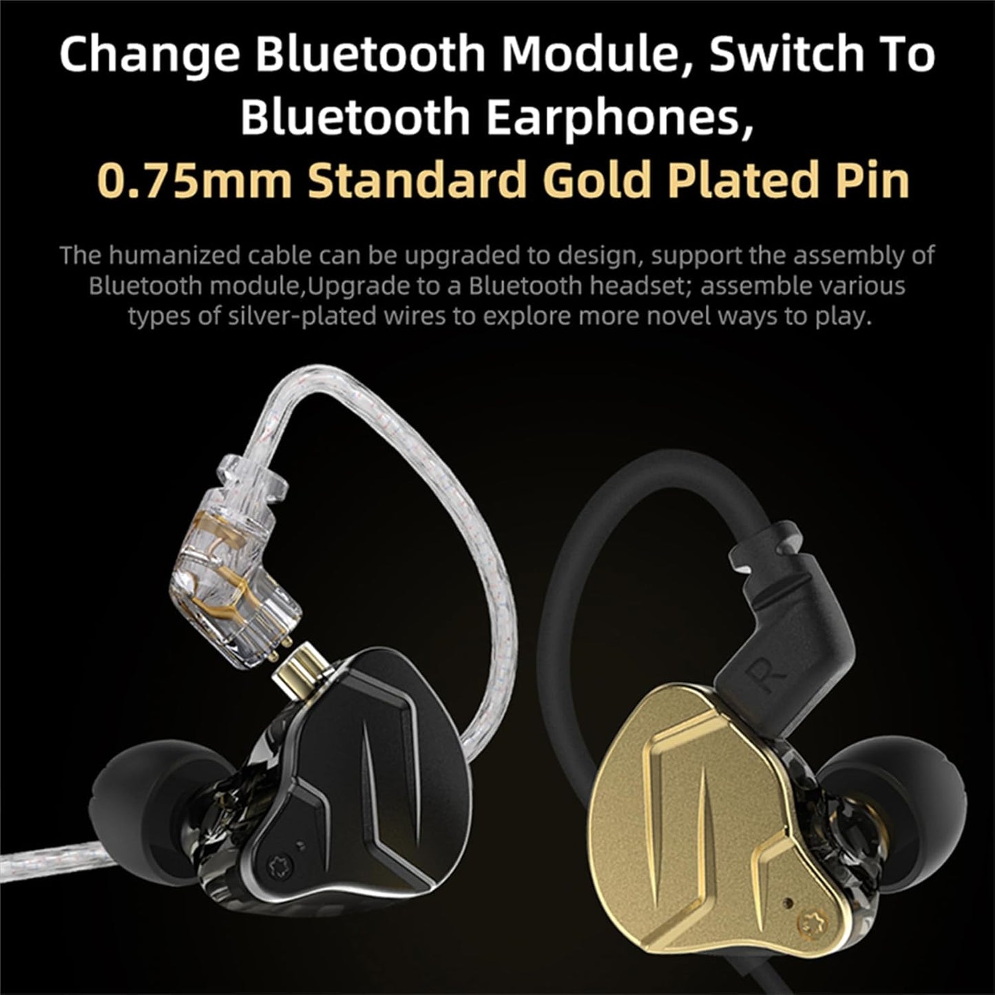 KZ ZSN Pro X Gaming Earbuds, HIFI in Ear Headphones High Fidelity in Ear Monitor with Hybrid Dual Driver, 1Ba 1Dd Iem Earphone with Detachable Tangle-Free Cable for Computer Tablet (Gold, without Mic)