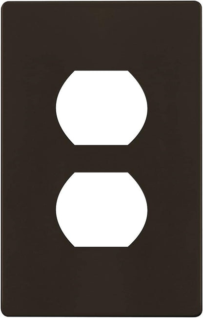 Screwless Duplex Wall Plate, Child Safe Receptacle Outlet Cover, Standard Size, 1-Gang 4.68" X 2.93", Unbreakable Polycarbonate Thermoplastic, UL Listed, SI8821-BR, Glossy, Brown