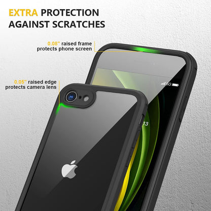 for Iphone SE Phone Case 3Rd/2Nd Generation 2022 2020 Full-Body with Built-In Glass Screen Protector, Heavy Duty 360° Protective Shockproof Bumper Cover for Iphone 8/SE 4.7 Inch, Black