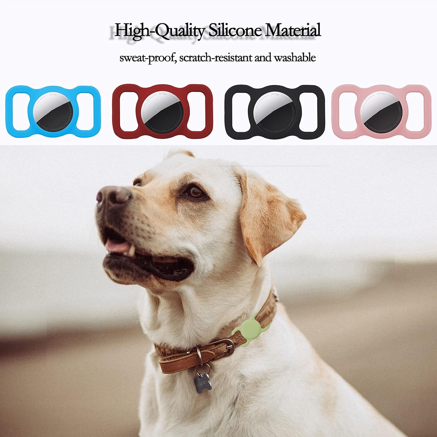 Protective Case Compatible for Apple Airtag, GPS Tracking Dog Cat Collar Accessories Pet Loop Holder, Air Tag Silicone Protective Case Lightweight Soft Anti-Scratch Anti-Lost