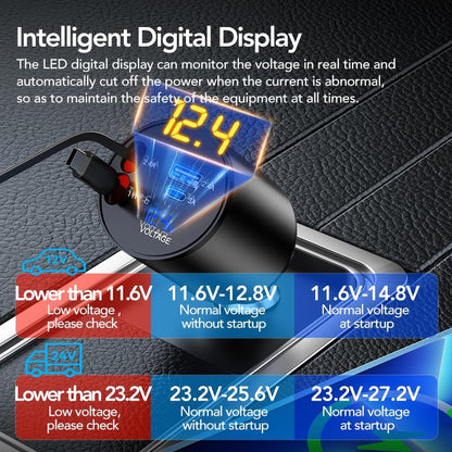 Retractable Car Charger, 4 in 1 Super Fast 60W, 2 Retractable Cables & 2 USB Ports, Compatible with Iphone 12-4, Galaxy, Pixel & Airpods 4