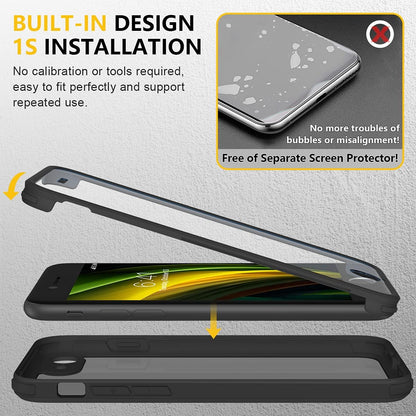 for Iphone SE Phone Case 3Rd/2Nd Generation 2022 2020 Full-Body with Built-In Glass Screen Protector, Heavy Duty 360° Protective Shockproof Bumper Cover for Iphone 8/SE 4.7 Inch, Black