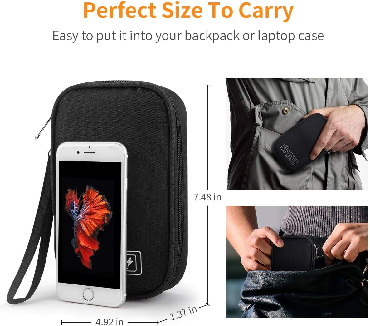 Small Electronic Organizer Cable Bag, Travel Portable 2 PCS Electronic Accessories Storage Bag Soft Carrying Case Pouch for Hard Drive, Cord, Charger, Earphone, USB, SD Card (Black+Gray)