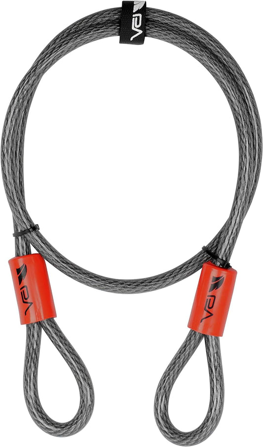 Heavy-Duty 4FT Security Cable Lock with Loops - 10Mm (3/8 Inch) Cut-Resistant Braided Steel Cable - Versatile & Weatherproof - Bike Cable & Chain Lock, Security Chain for Padlock
