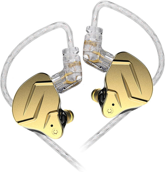 KZ ZSN Pro X Gaming Earbuds, HIFI in Ear Headphones High Fidelity in Ear Monitor with Hybrid Dual Driver, 1Ba 1Dd Iem Earphone with Detachable Tangle-Free Cable for Computer Tablet (Gold, without Mic)