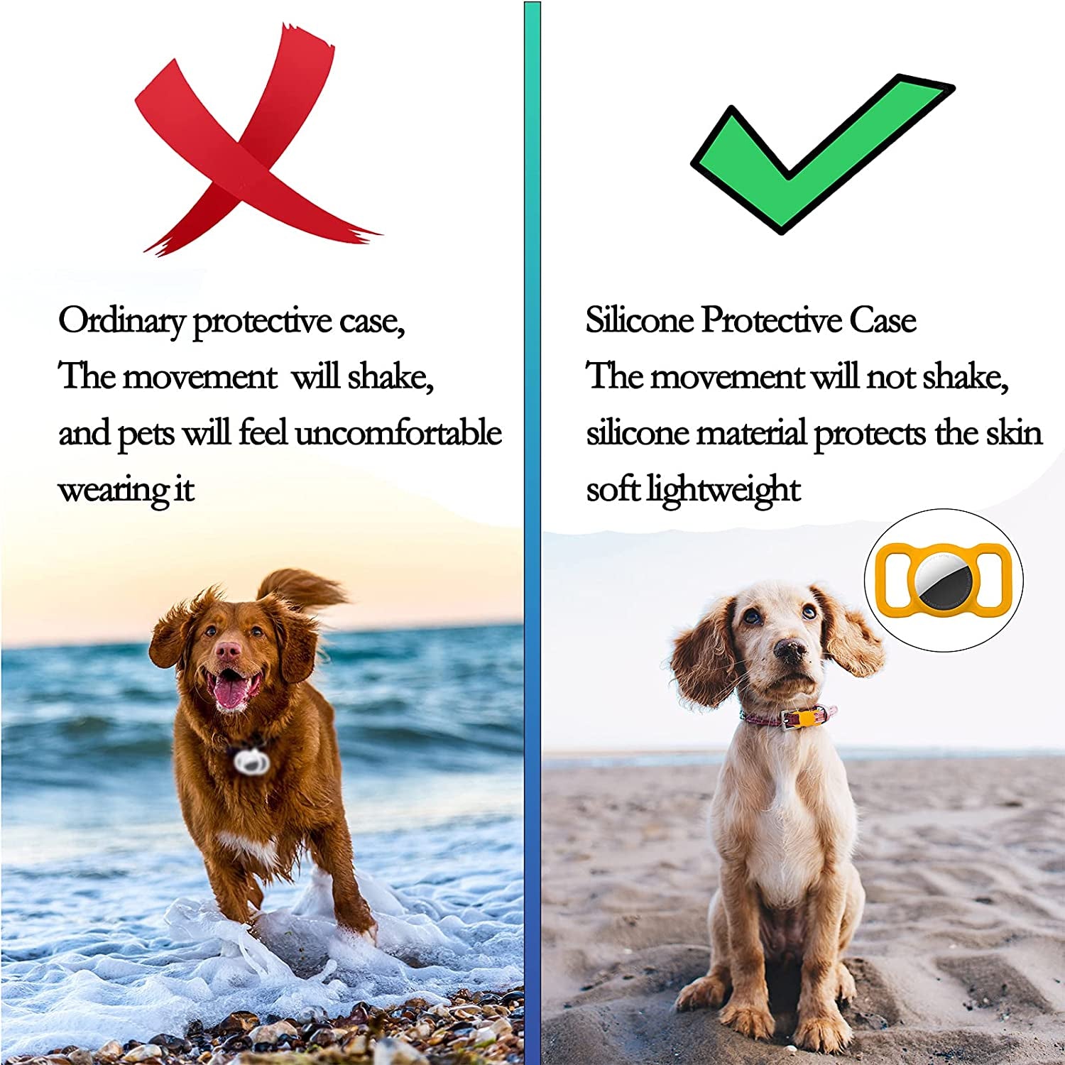 Protective Case Compatible for Apple Airtag, GPS Tracking Dog Cat Collar Accessories Pet Loop Holder, Air Tag Silicone Protective Case Lightweight Soft Anti-Scratch Anti-Lost