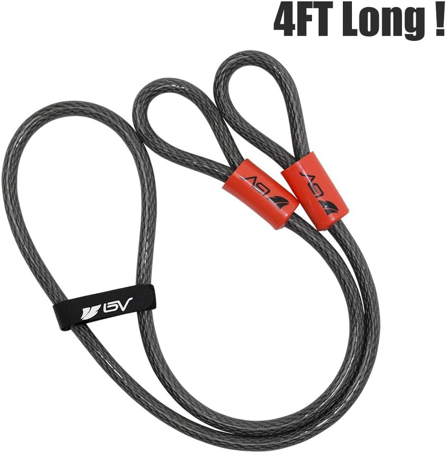 Heavy-Duty 4FT Security Cable Lock with Loops - 10Mm (3/8 Inch) Cut-Resistant Braided Steel Cable - Versatile & Weatherproof - Bike Cable & Chain Lock, Security Chain for Padlock