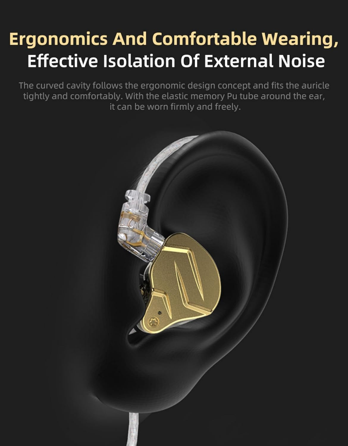 KZ ZSN Pro X Gaming Earbuds, HIFI in Ear Headphones High Fidelity in Ear Monitor with Hybrid Dual Driver, 1Ba 1Dd Iem Earphone with Detachable Tangle-Free Cable for Computer Tablet (Gold, without Mic)