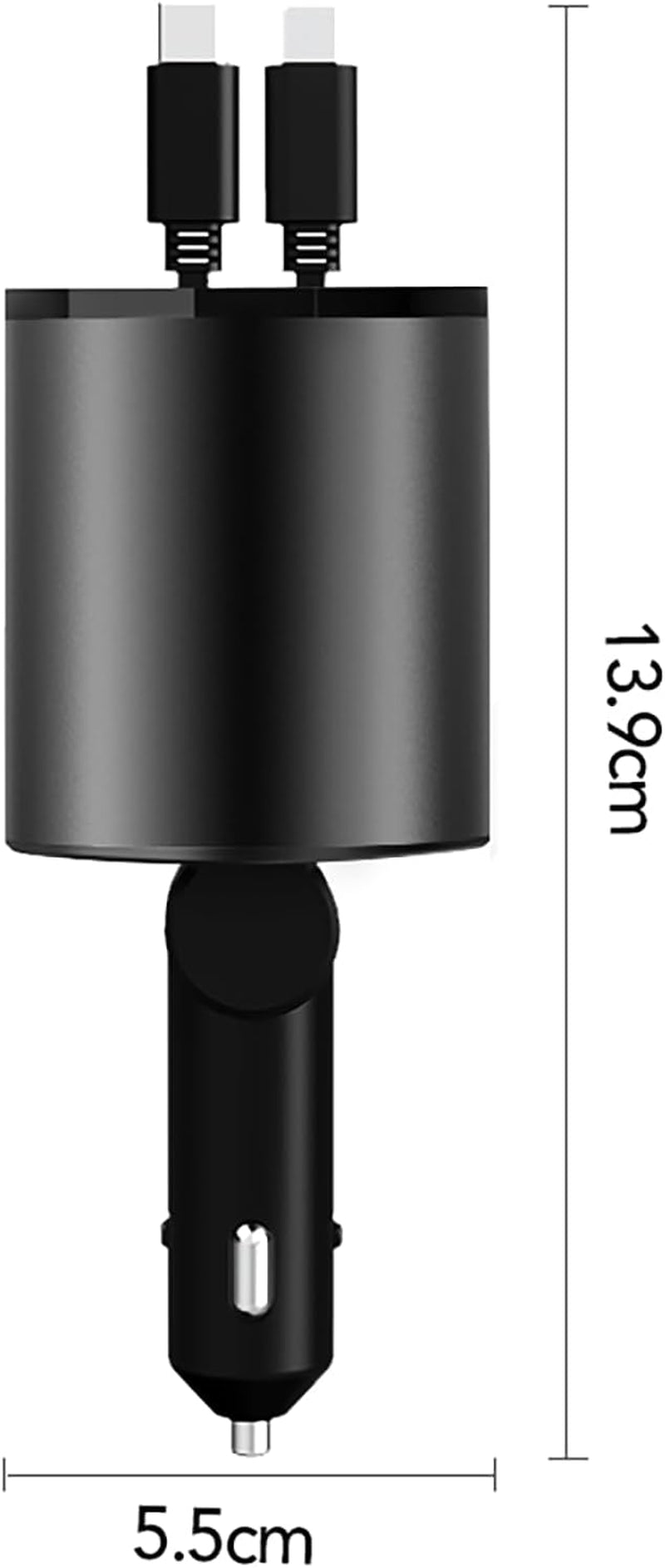 Retractable Car Charger, 4 in 1 Super Fast 60W, 2 Retractable Cables & 2 USB Ports, Compatible with Iphone 12-4, Galaxy, Pixel & Airpods 4