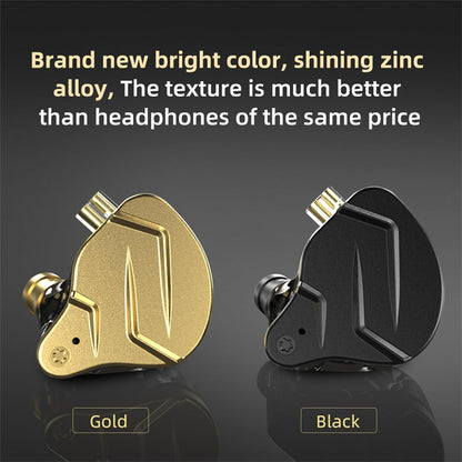 KZ ZSN Pro X Gaming Earbuds, HIFI in Ear Headphones High Fidelity in Ear Monitor with Hybrid Dual Driver, 1Ba 1Dd Iem Earphone with Detachable Tangle-Free Cable for Computer Tablet (Gold, without Mic)