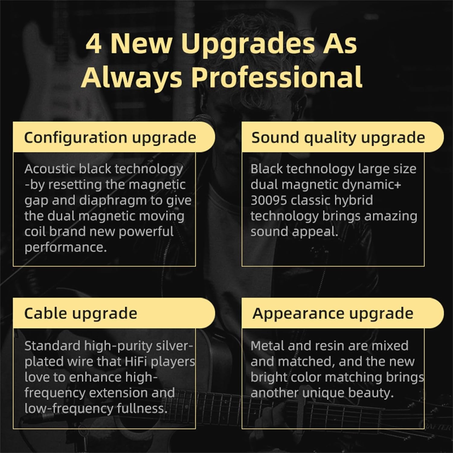 KZ ZSN Pro X Gaming Earbuds, HIFI in Ear Headphones High Fidelity in Ear Monitor with Hybrid Dual Driver, 1Ba 1Dd Iem Earphone with Detachable Tangle-Free Cable for Computer Tablet (Gold, without Mic)