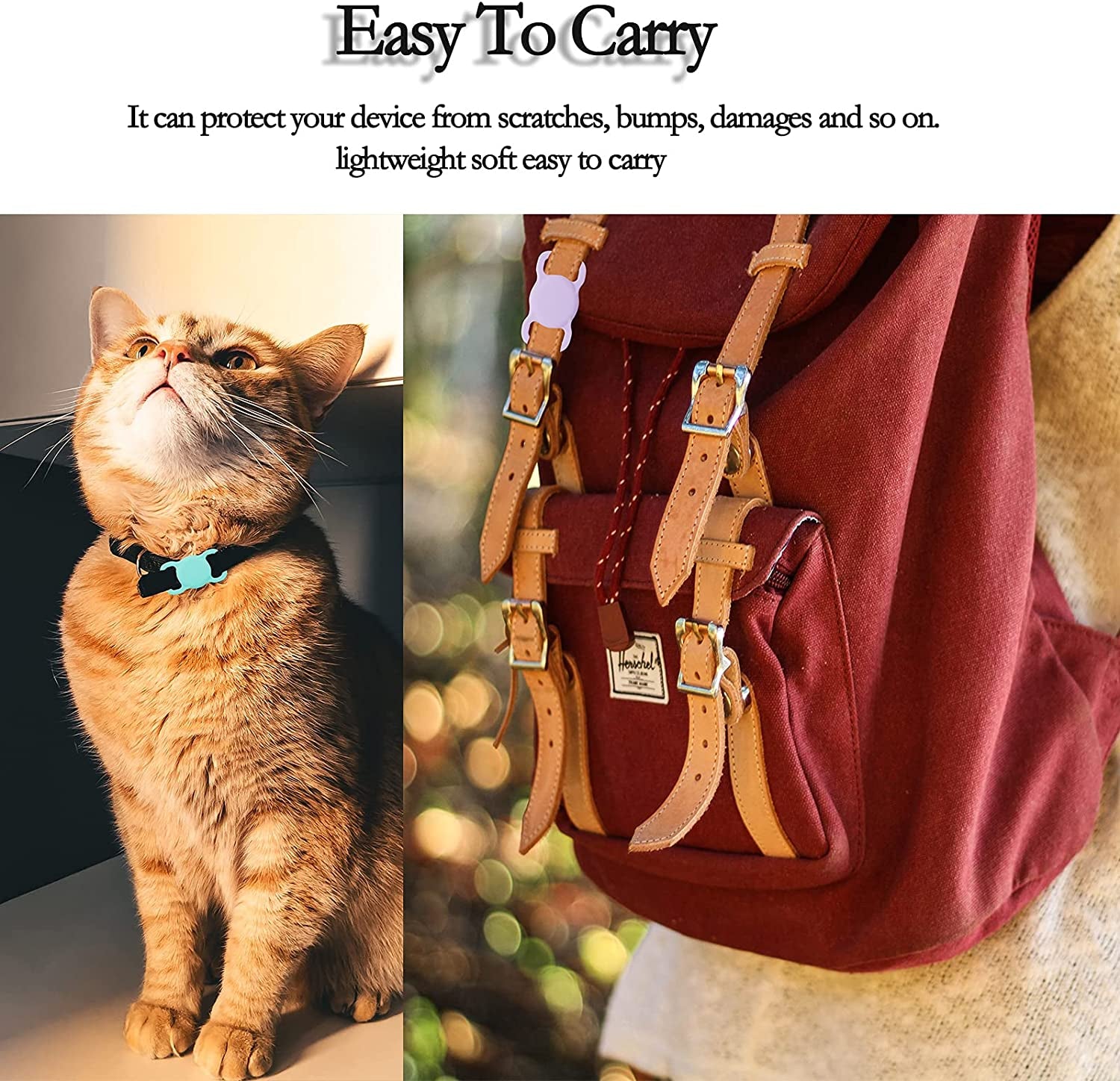Protective Case Compatible for Apple Airtag, GPS Tracking Dog Cat Collar Accessories Pet Loop Holder, Air Tag Silicone Protective Case Lightweight Soft Anti-Scratch Anti-Lost